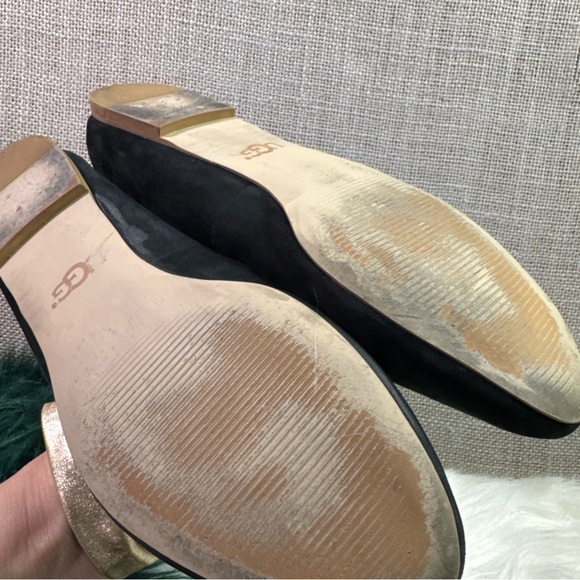 UGG "LYNLEY" WOMENS BALLERINA BLACK SUEDE LEATHER FLATS -size 7 - Picture 8 of 13